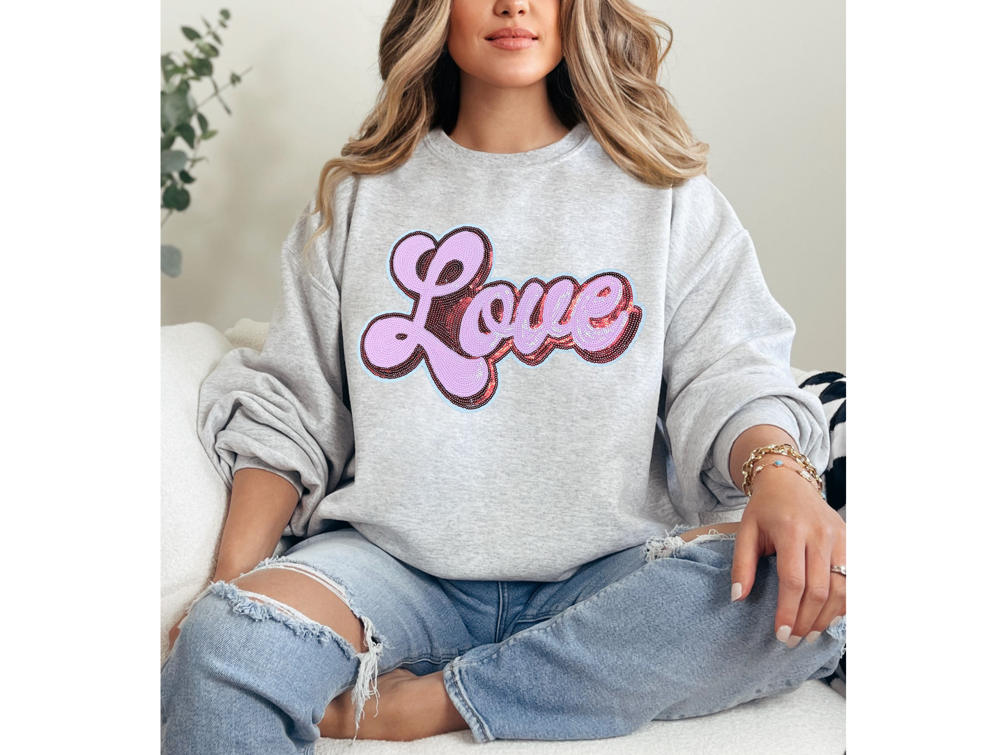 Love Sequin Chenille Patch