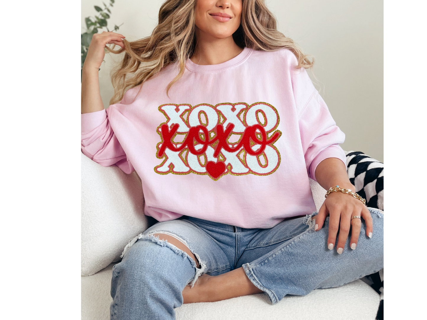 XOXO Chenille Patch Crewneck