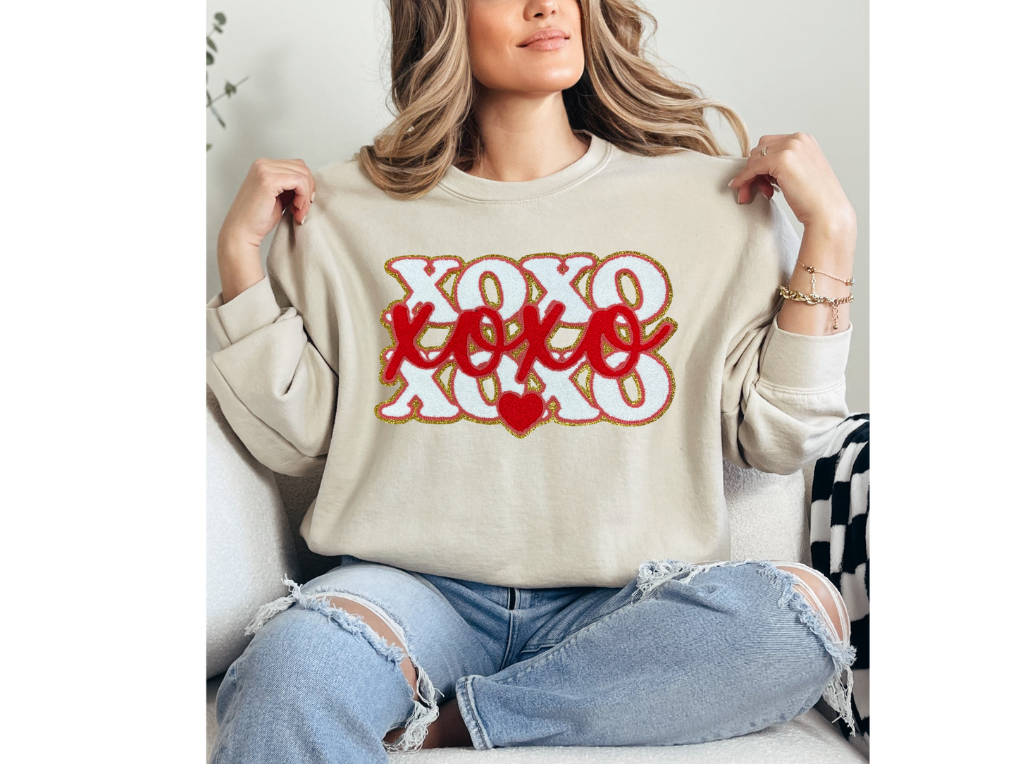 XOXO Chenille Patch Crewneck