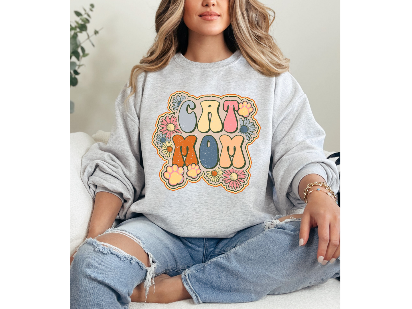 Colorful Cat Mom Crewneck