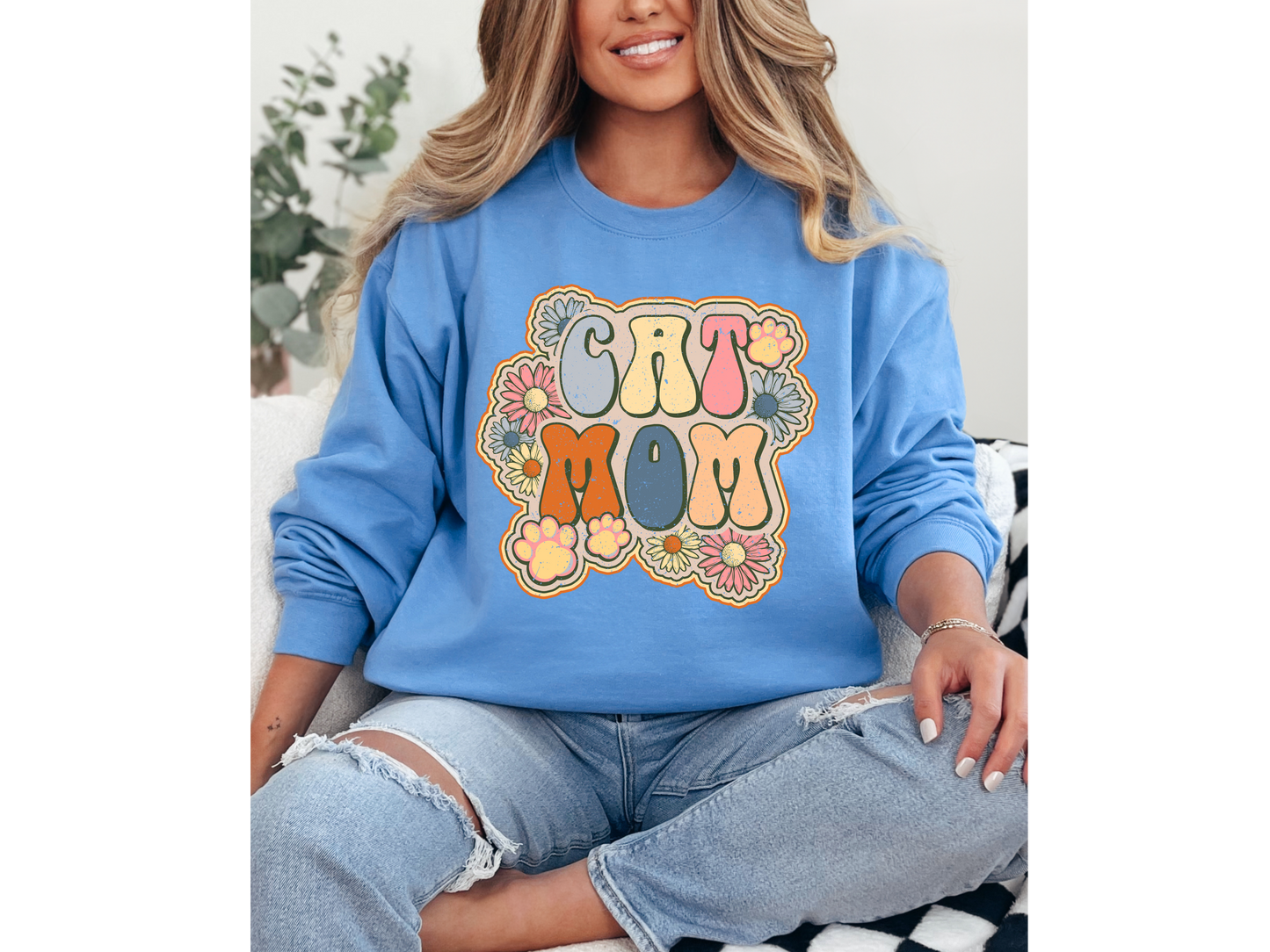 Colorful Cat Mom Crewneck