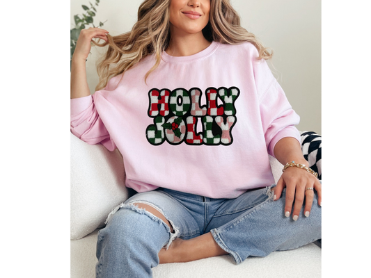 Holly Jolly Chenille Patch Crewneck