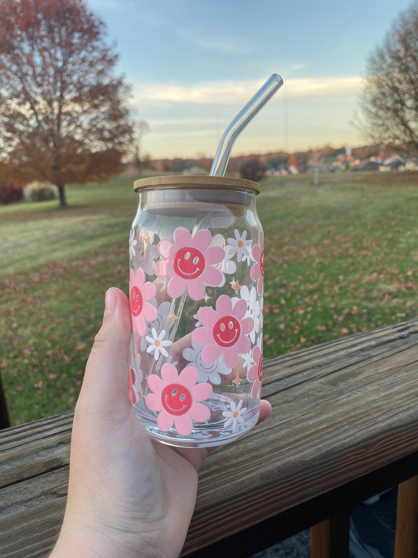 Pink Smiley 16 oz Libby Cup