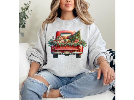 Red Truck with Christmas Tree Crewneck